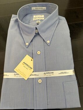 Arrow Men’s Light Blue Fine-Stripe Dress Shirt